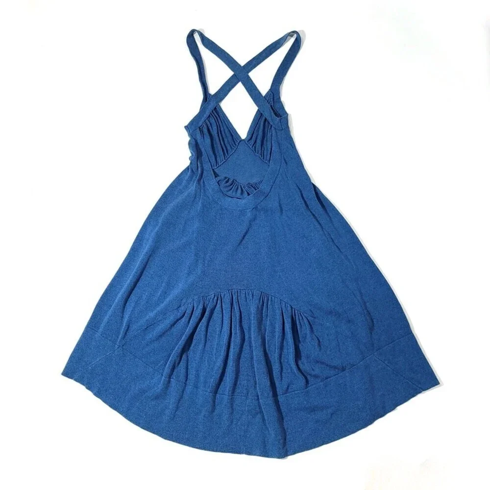 MARC JACOBS Cashmere Silk Knit Cross Back Mini Dress Cottagecore Blue Womens XS - Picture 5 of 9